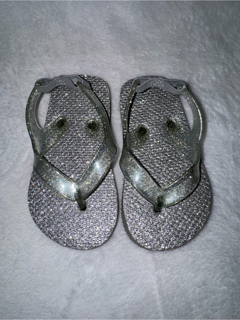 Silver Glitter Jelly Flip Flops